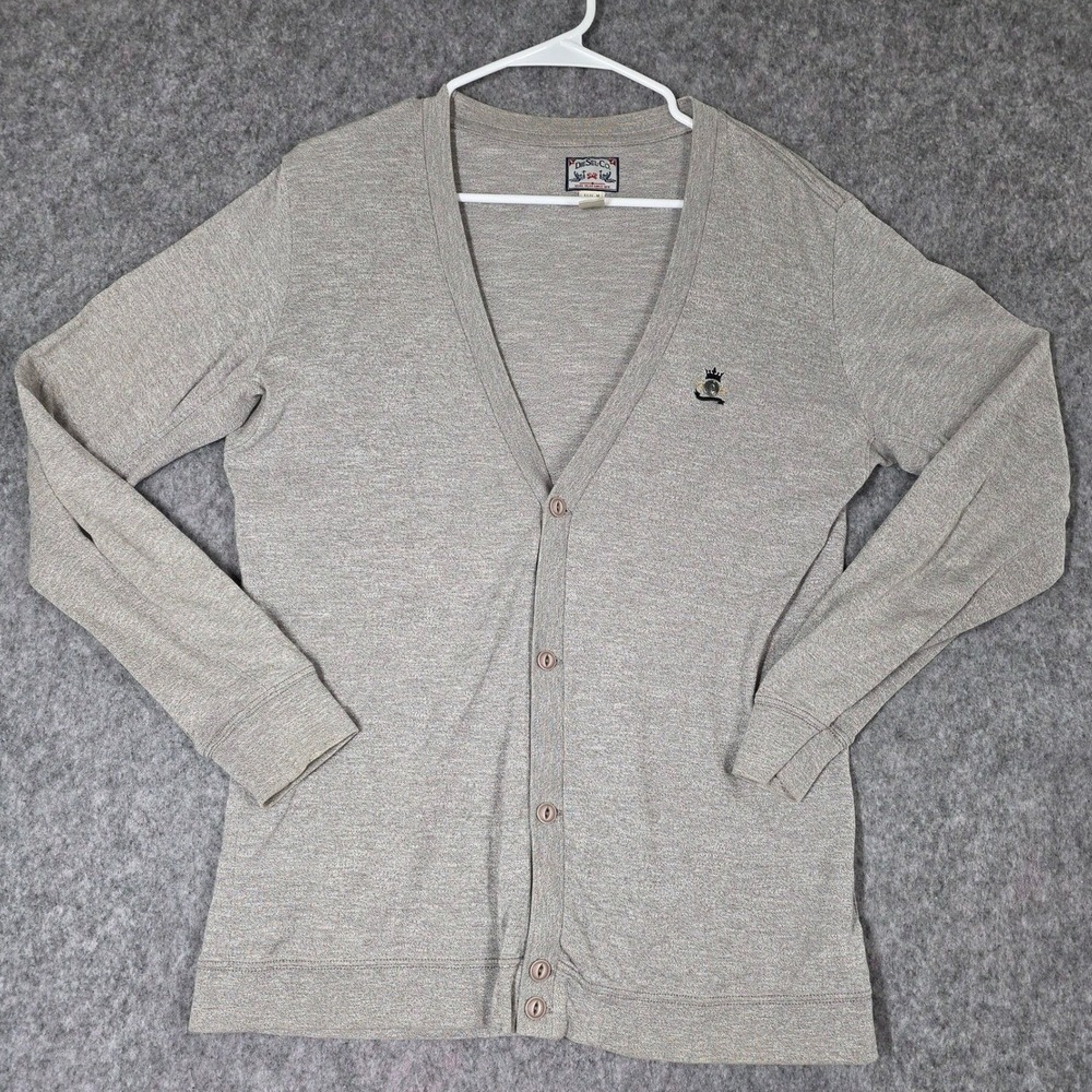 Diesel Tricot Cardigan Sweater Gray V-Neck Button Cotton Preppy Academia Medium‎